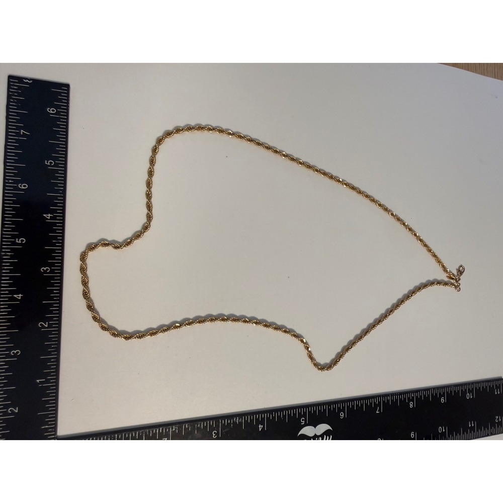 Monet Vintage Gold Tone Rope Chain Necklace 30 Inch Thick Twisted Link Jewelry